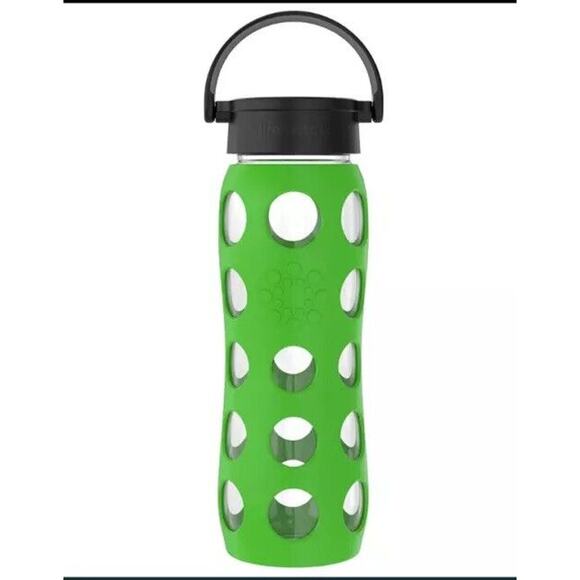 LIFEFACTORY 22 oz Glass Water Bottle With Silicone Sleeve Screw Top -Moss Green - Picture 6 of 6
